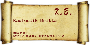 Kadlecsik Britta névjegykártya